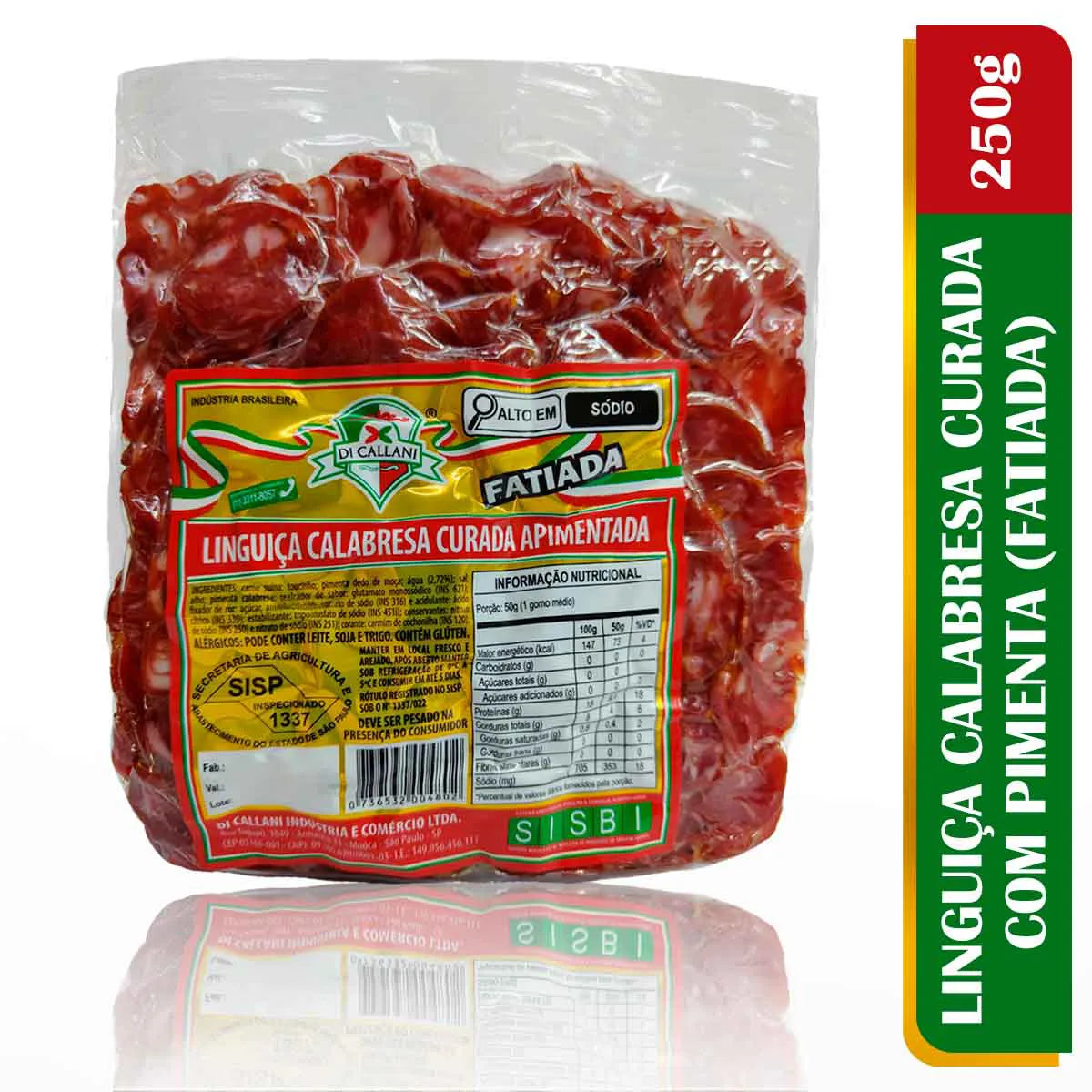 Linguiça Calabresa Fatiada (com Pimenta) 250g - Di Callani